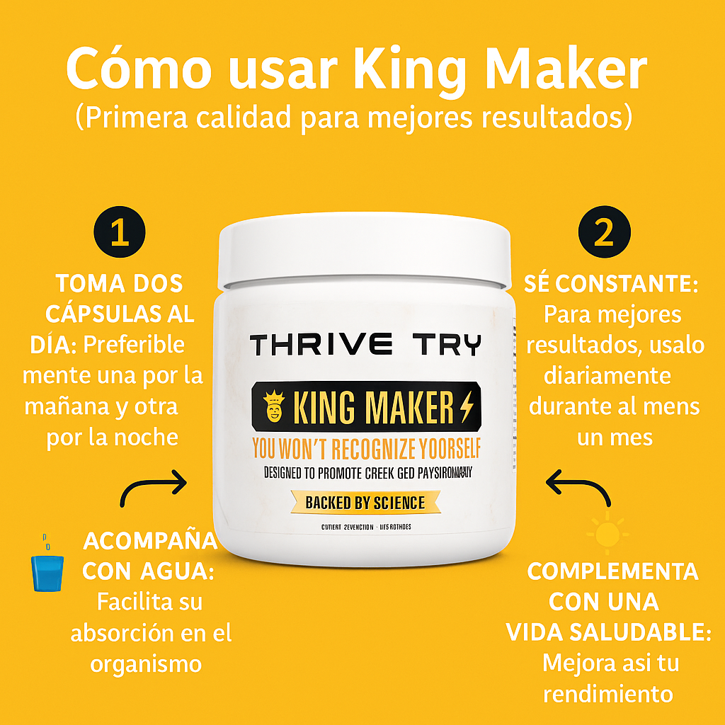 🔥 KING MAKER – Suplemento Natural para Potencia Masculina Extrema | Aumenta Testosterona, Energía y Deseo Sexual